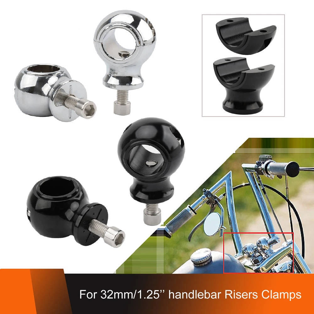 Motorcycle CNC Handlebar Mounts Clamps Risers Kit for 1-1/4" 1.25''Handle Bars S