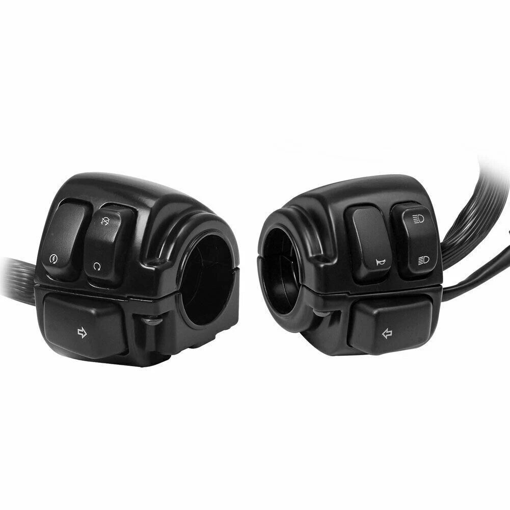 1" 25mm Handlebar Control Switch Wiring Harness Housing Black For Harley Softail