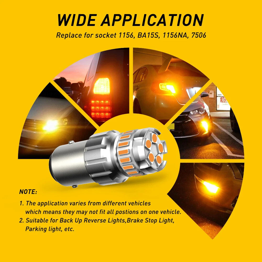 2-8x Amber LED BA15S 1156 Turn Signal Indicator Light Bulb Blinker 150° Globe A