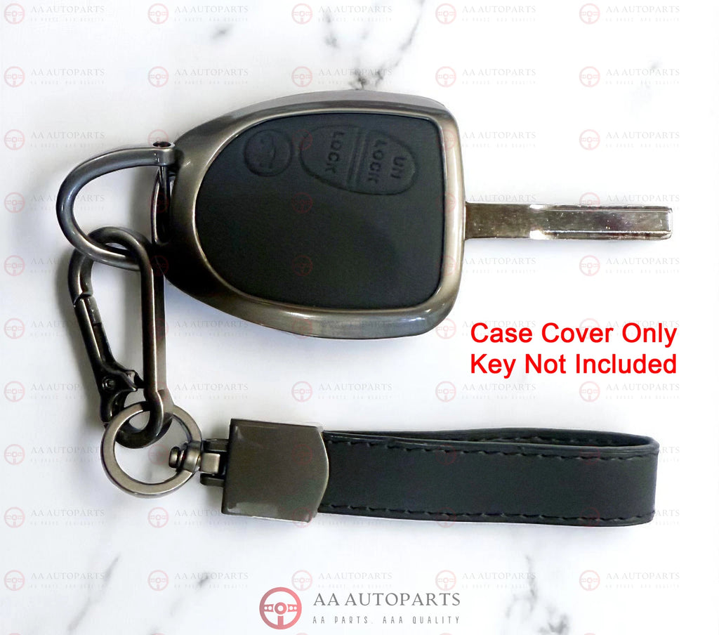 Black leather and metal 3-button key cover case for Holden Commodore VT to WK