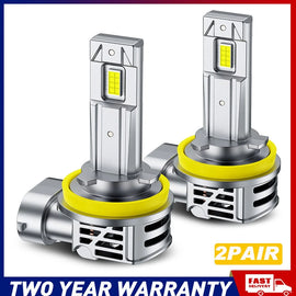 4PCS AUXITO H11 LED Headlight Globes Low Beam Kit 6500K H11 H8 Bulbs Plug&Play