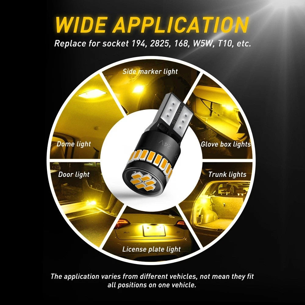 2/10x T10 168 175 Car Bulb LED Canbus AMBER RED WHITE Side Light Bulbs Globe AU