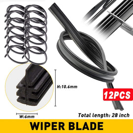 12x 6 mm Wiper Blade Refill Car Univerasl Windshield Premium Strip Rubber 28