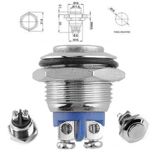 Load image into Gallery viewer, 16MM Stainless Steel Momentary Dome Top Waterproof Metal Push Button Switch 12V