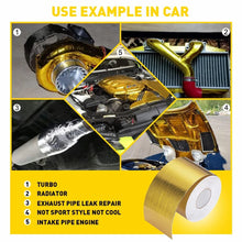 Load image into Gallery viewer, Gold Foil Heat Insulating Tape Wrap Hose Reflective Adhesive Shield 50mm X 10m