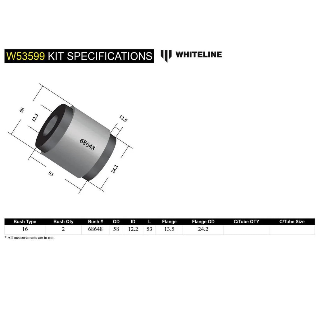 Whiteline W53599 Front Lower Control Arm Inner Rear