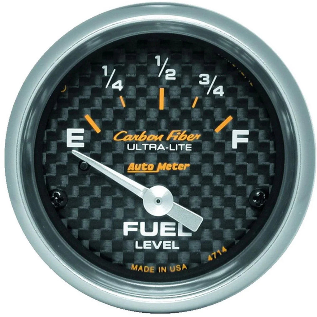 Autometer Carbon Fiber 2-1/16in Fuel Level Gauge 0-90 Ohms Short Sweep Electr...