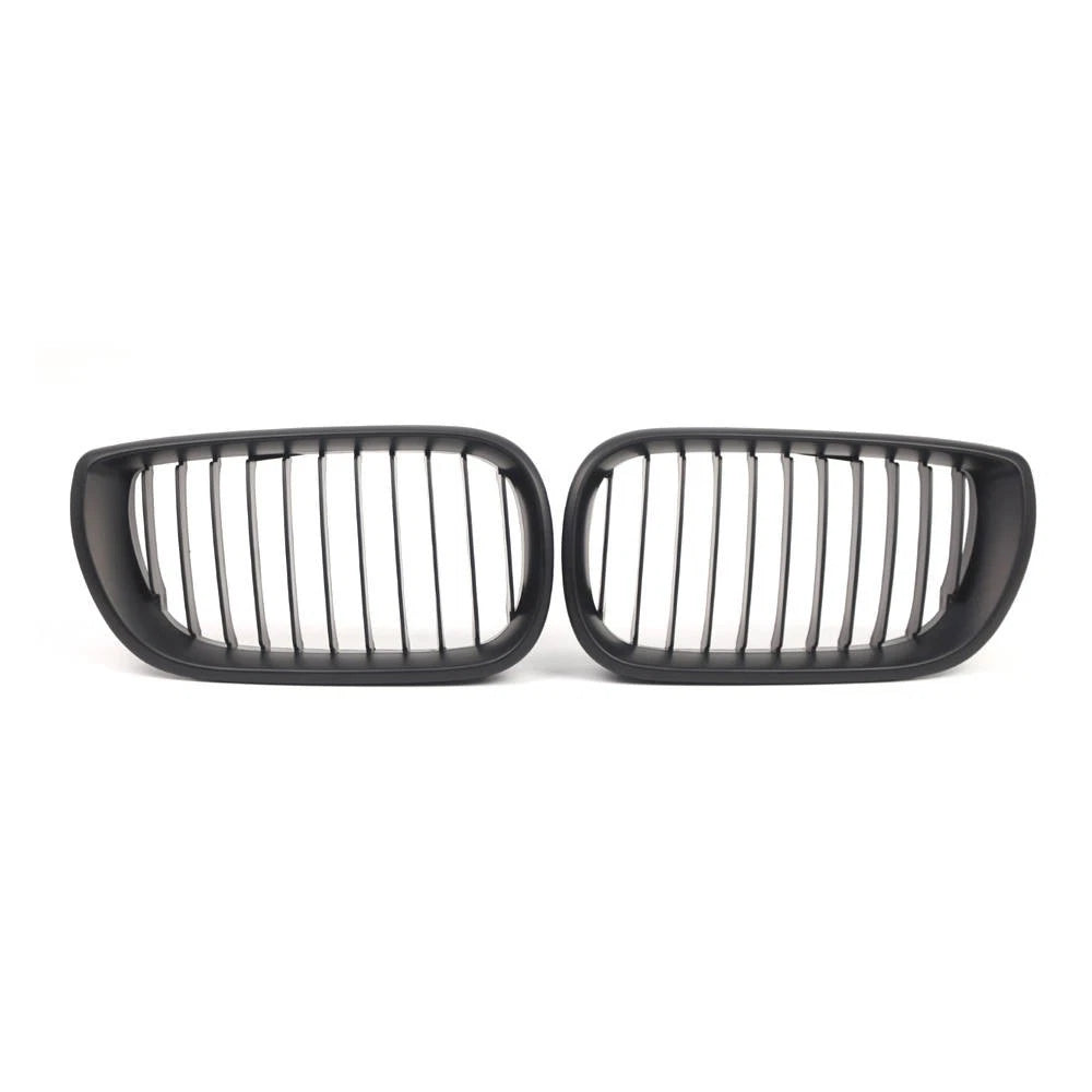 Pair Front Kidney Grill Grille For BMW E46 3 Series 4Door 02-05 Matte Black ST