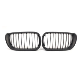 Pair Front Kidney Grill Grille For BMW E46 3 Series 4Door 02-05 Matte Black ST