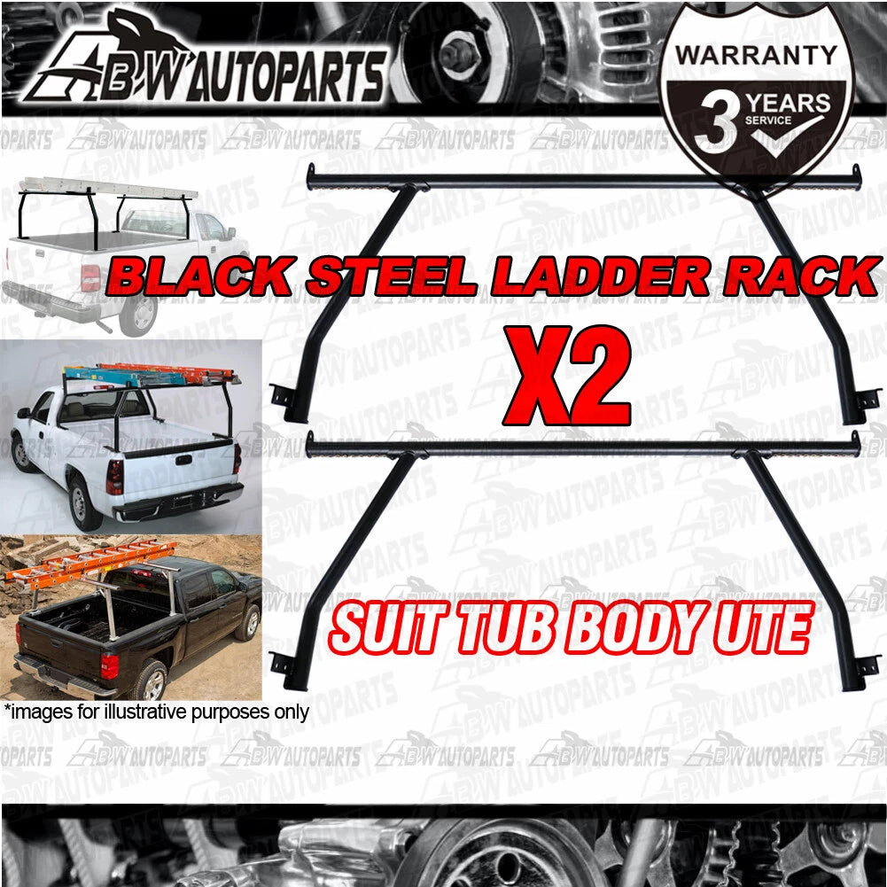 X2 Black Heavy Duty Steel Tub Ladder Rack for ISUZU D-Max 2020-24 150kg Loading