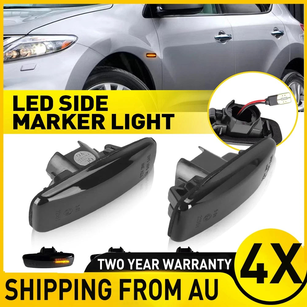 Smoked LED sequential side marker lights for Nissan and Infiniti vehicles
