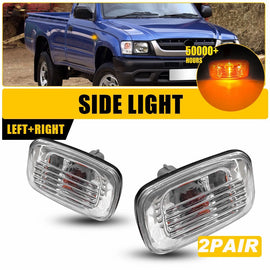 4x For 92-07 Toyota Land Cruiser LED Clear Amber Side Marker Light Indicator AU