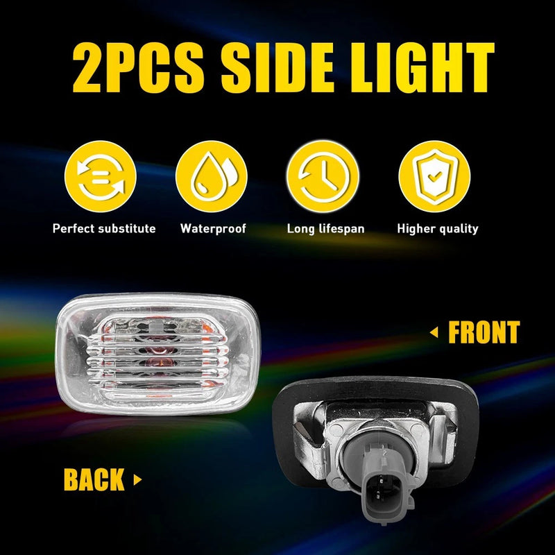 Pair LED Side Indicator Lights Clear Lens for Toyota Hilux & Land Cruiser