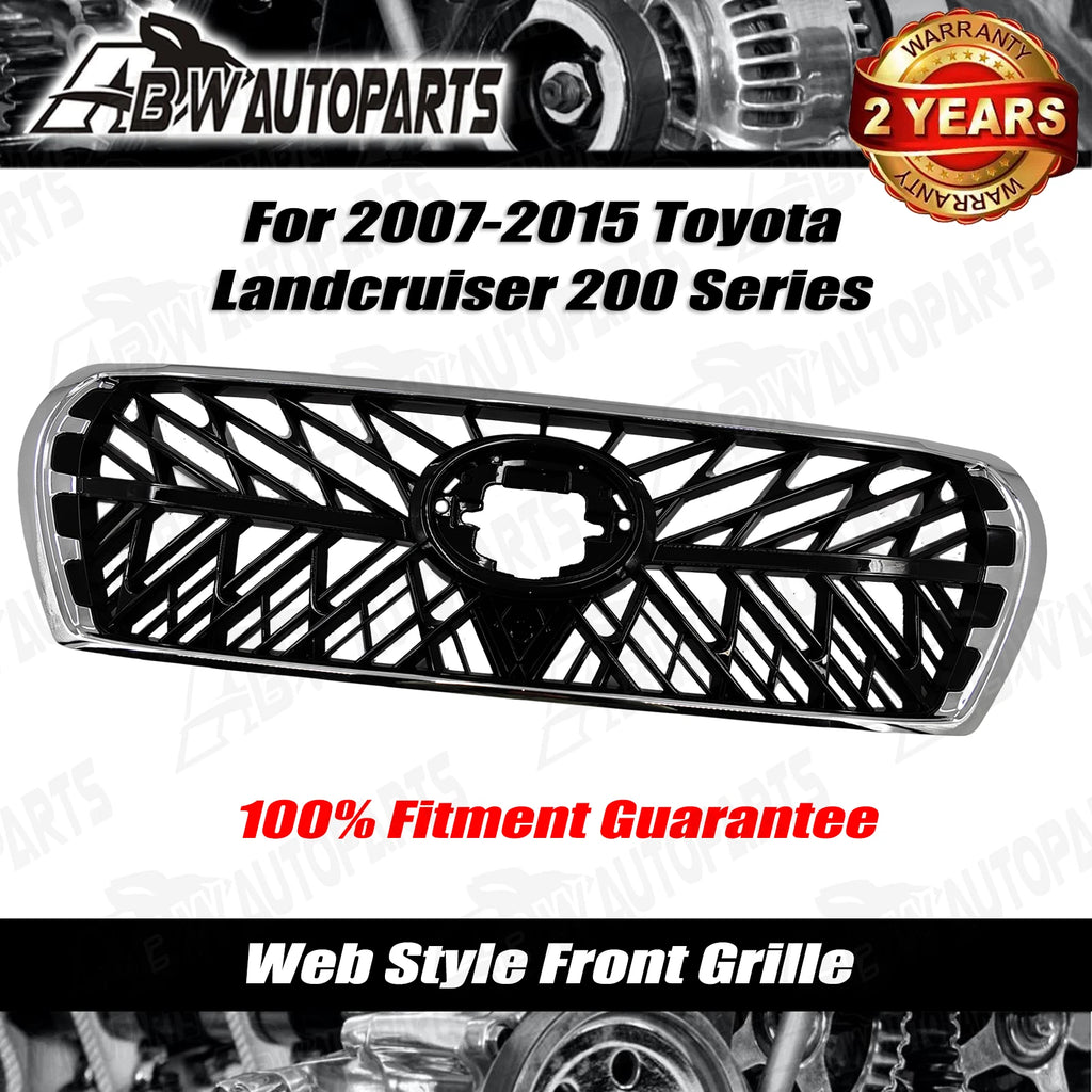 For 2007-2015 Toyota Landcruiser 200 Series Chrome Gloss black web Front Grille