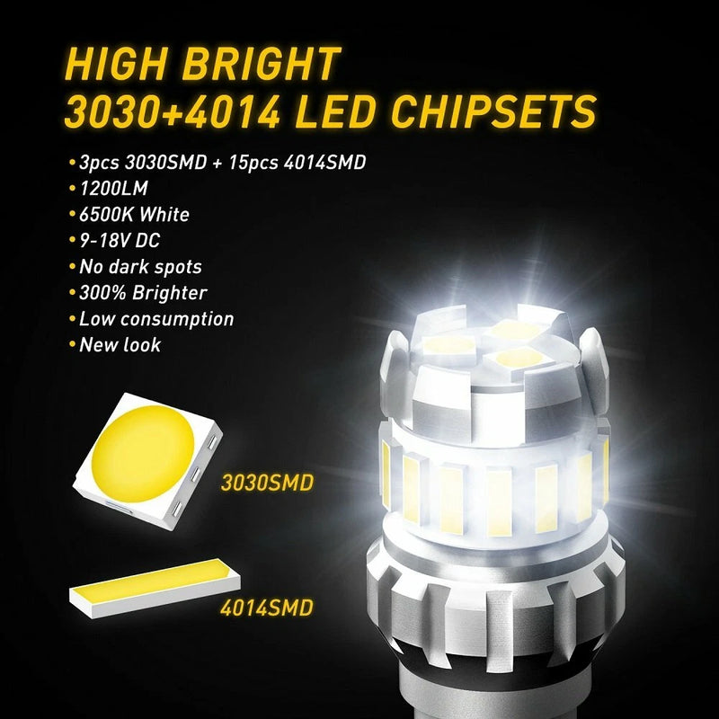 T15 921 912 W16W LED Reverse Backup Light Bulbs 6500K Canbus 2400LM