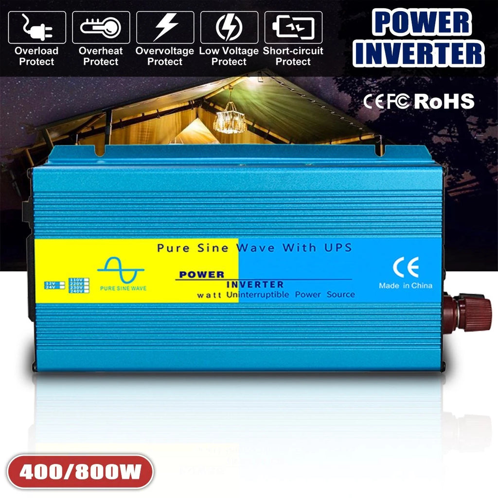 Pure Sine Wave Power Inverter 400W 800W DC 12V to AC 220V Caravan Camping LCD ST