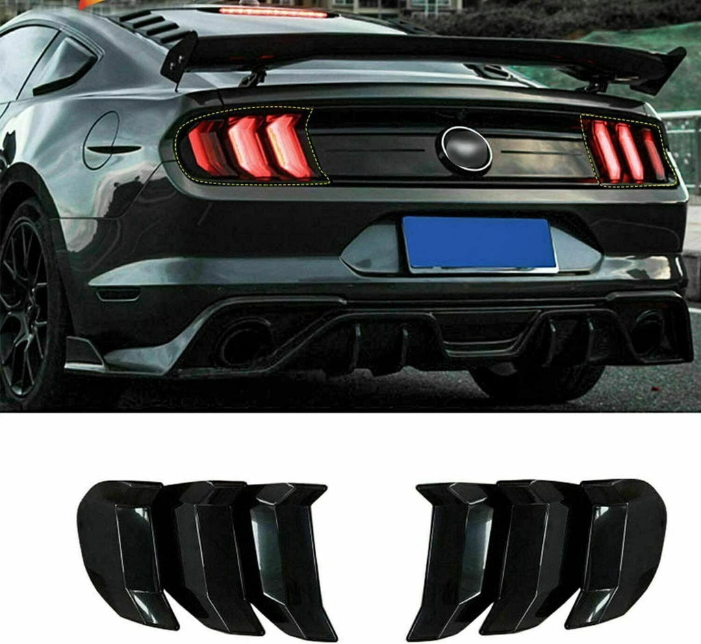 Smoked Black Tail Light Lamp Decoration Cover Trim Bezels for Ford Mustang 2018+