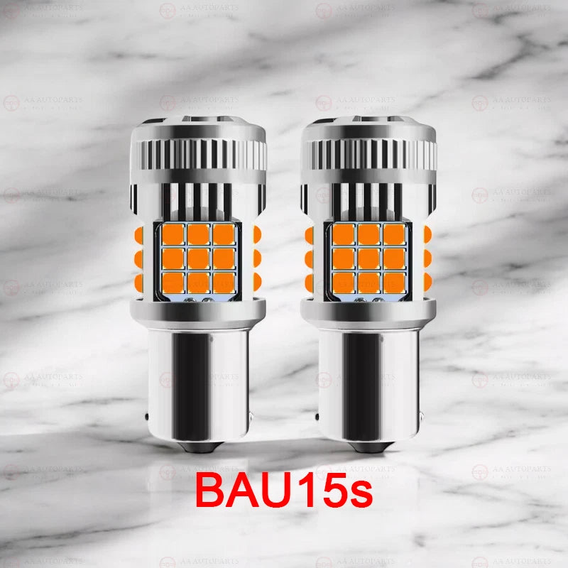LED BAU15S PY21W 1156 CANBUS Amber Indicators Bulbs Globes Pair 2PCS