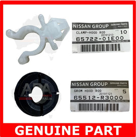 GENUINE Nissan Patrol GQ Y60 X Trail Bonnet Support Rod Rubber Clip Clamp Kit