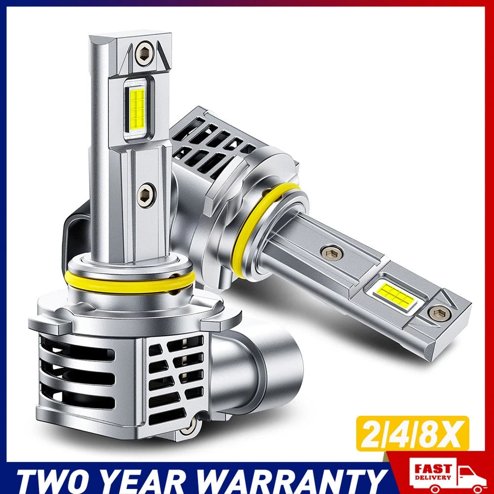 AUXITO HB3 9005 50W 12V 6500K white LED headlight bulb with fan, plug and play