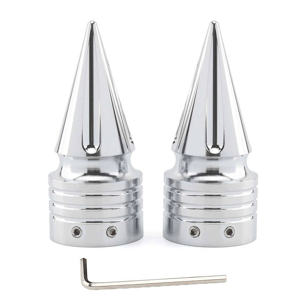 Chrome Spike Front Axle Cap Nut Covers Fit For Harley Dyna Softail Touring VRSC