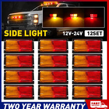 Load image into Gallery viewer, Set of 12 red amber LED side marker clearance lights for 12-24V vehicles