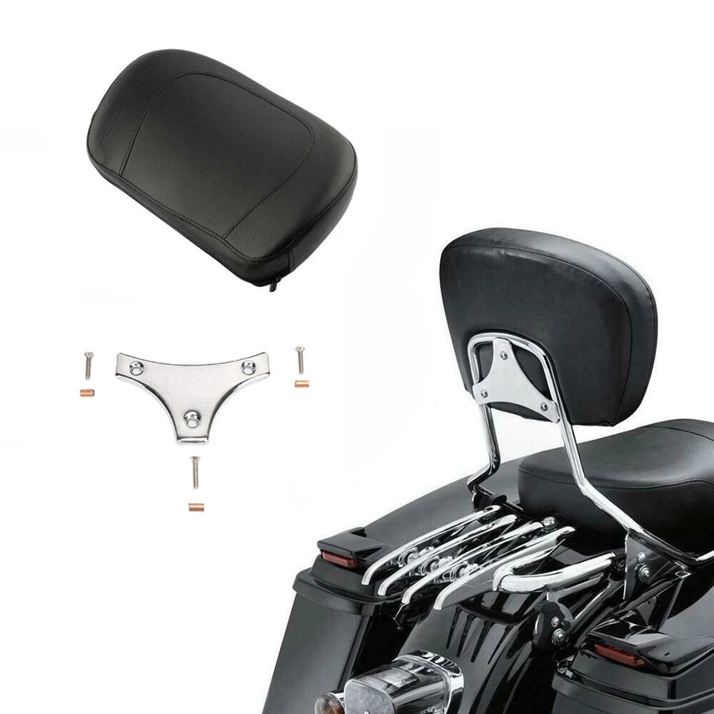 BlacK Sissy Bar Passenger Backrest Pad For Harley for Touring 1997-2022 15 16 18