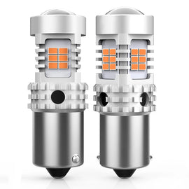 Pair 12V BA15S 1156 CAR GLOBE BRAKE LED REVERSE TAIL TURN STOP LIGHT BULB YELLOW