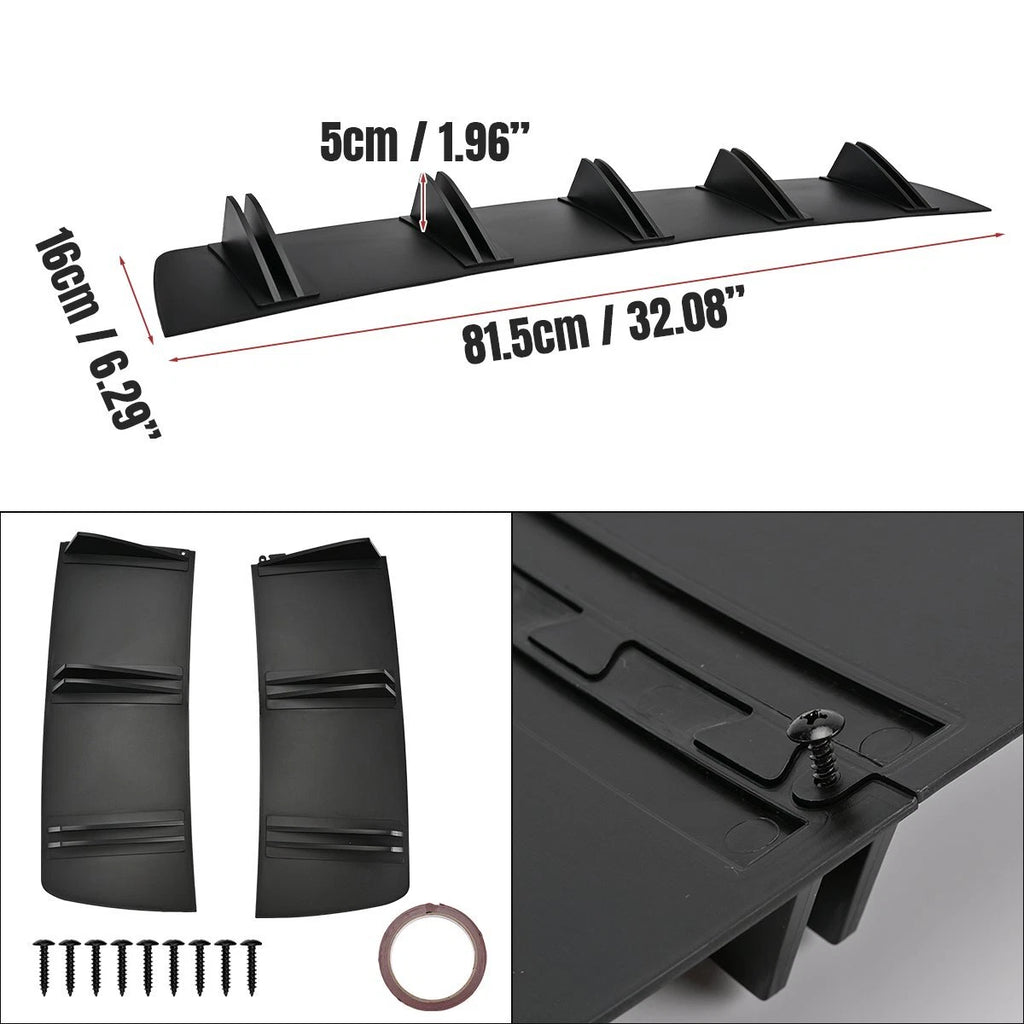 For Audi A3 A4 A5 A6 S3 Black Car Rear Diffuser Bumper Splitter Spoiler Lip Fins