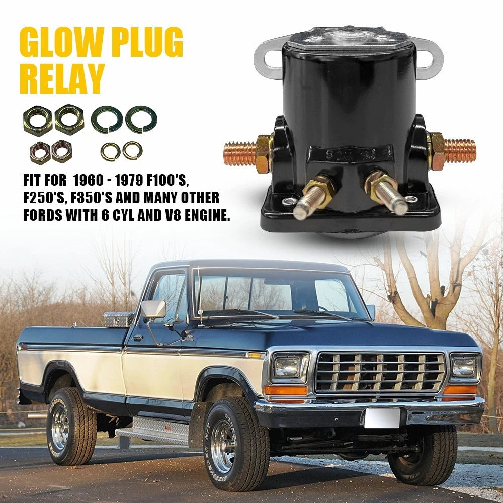Black metal starter motor solenoid for Ford Falcon F100 F250 F350 6cyl and V8 engines