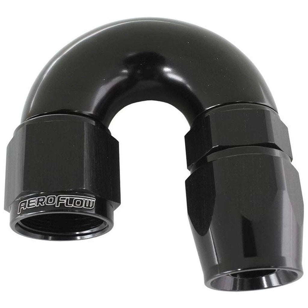 Aeroflow 570 Series AF576-06DBLK 180 degree -6AN black PTFE full flow hose end fitting