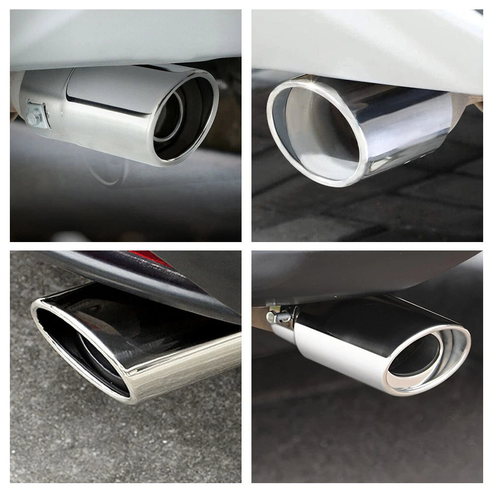 Car Exhaust Pipe Tip Rear Tail Throat Stainless Muffler Steel Round Accessories