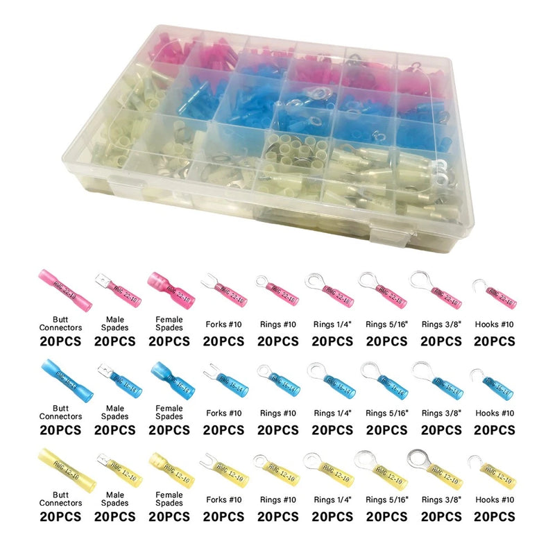 540pcs Heat Shrink Solder Seal Waterproof Wire Crimp Connector Kit