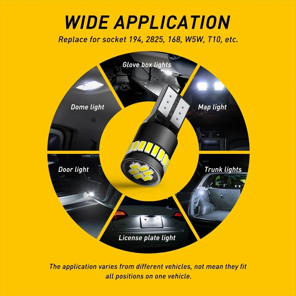 10x T10 194 168 LED interior light Parker Bulb Super Bright Canbus Xenon White