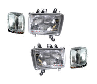 Headlights & Chrome Corner Lamps Pair for Toyota Hilux Surf 130 4Runner 1991-1997