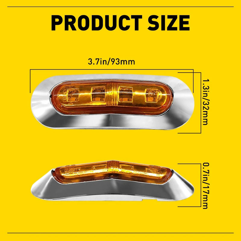 12V Amber LED Clearance Side Marker Lights for Trailer Truck Caravan