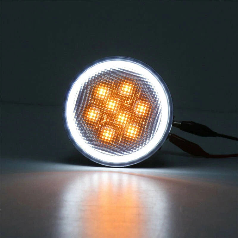 For Jeep Wrangler JK 07-18 LED Amber Turn Signal Light Smoke Lens Halo DRL Lamps