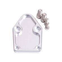 Load image into Gallery viewer, Aeroflow AF64-2028S Billet Fuel Pump Block Off Plate Silver compatible with SBC