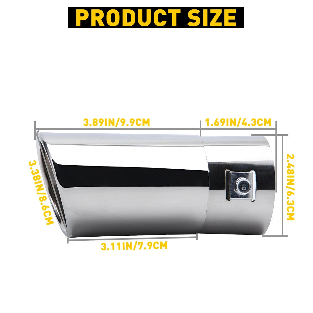 Universal Vehicle Car Exhaust Muffler Tip Tail Rear Stainless Steel Chrome 2.5"
