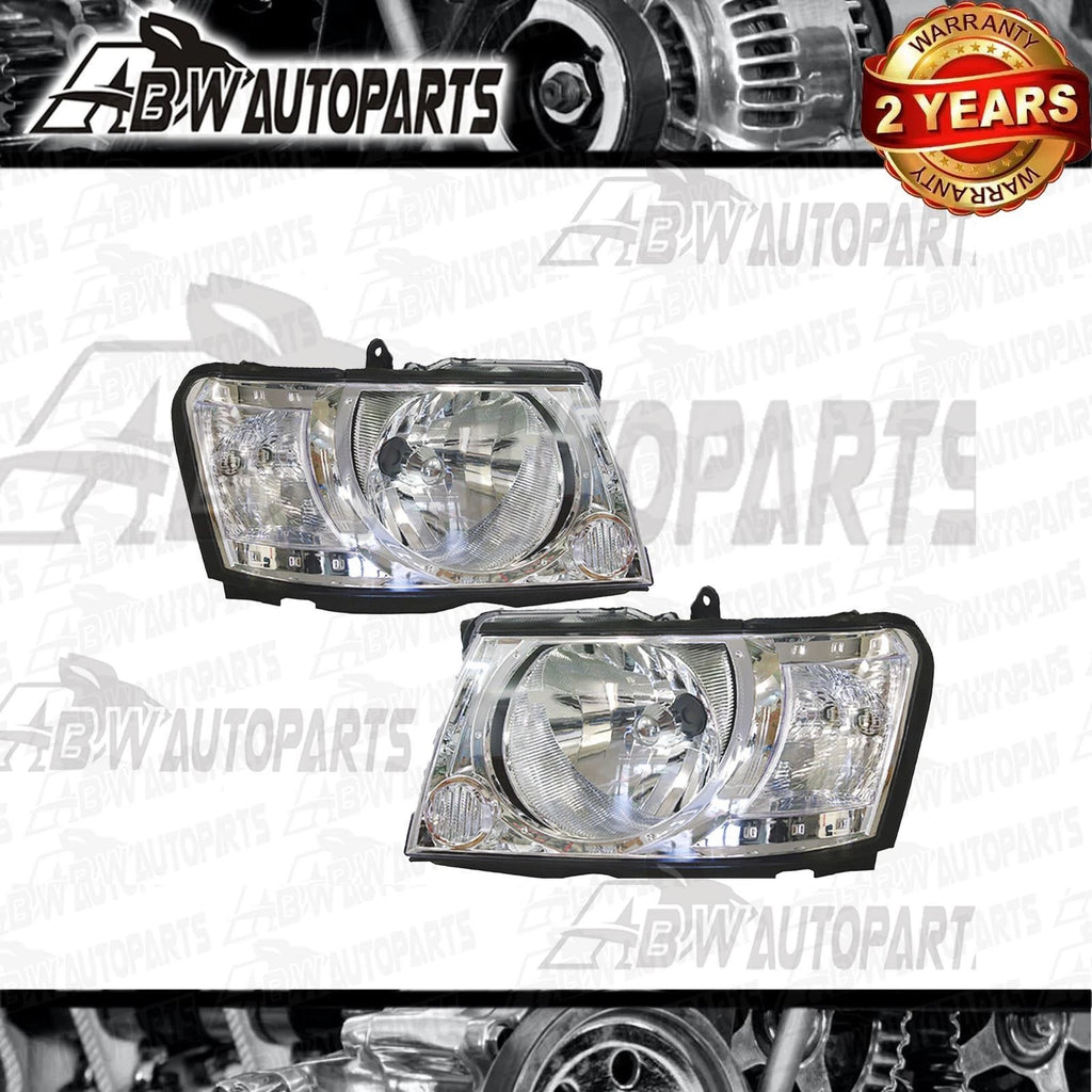 Pair LH&RH Headlights For Nissan Patrol Wagon GU Y61 2004-2015 Front Chrome Lamp
