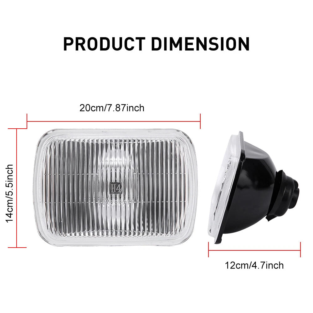 2PCS 5x7" H4 Headlight Kit Rectangle Semi Sealed Headlamp for Toyota Hilux RWD