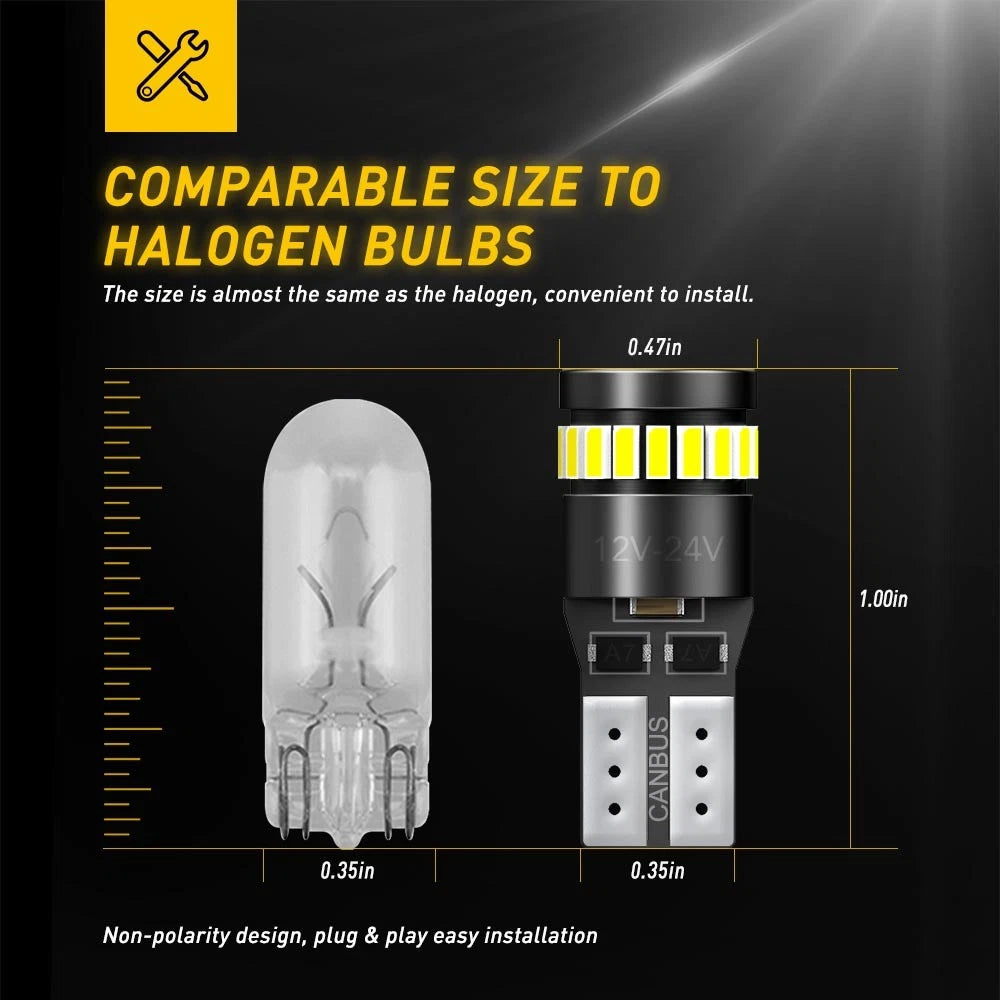 2x T10 Car Bulb LED Canbus SMD Xenon White Wedge W5W 501 Side Light Bulbs Globe