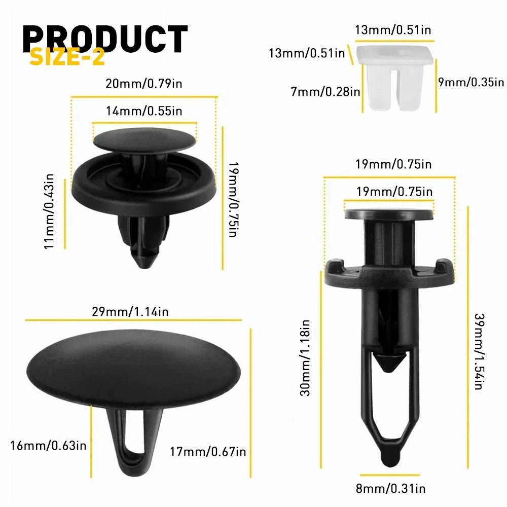 146x Car Trim Clips Retainer Bumper Rivets Panel for Fasteners Push Mazda Toyota