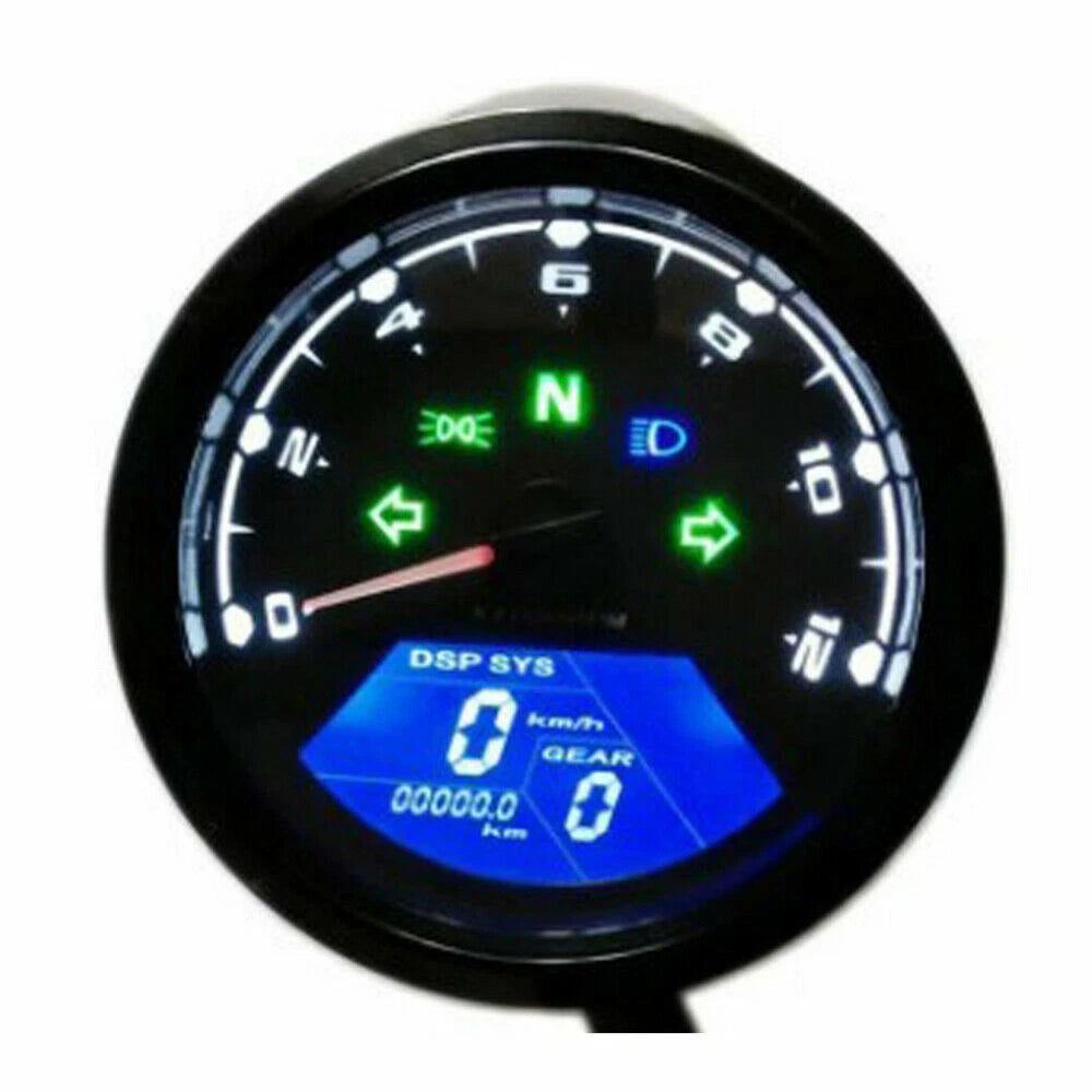 Universal Digital LCD Motorcycle Odometer Speedometer Tachometer Gauge w/ Sensor