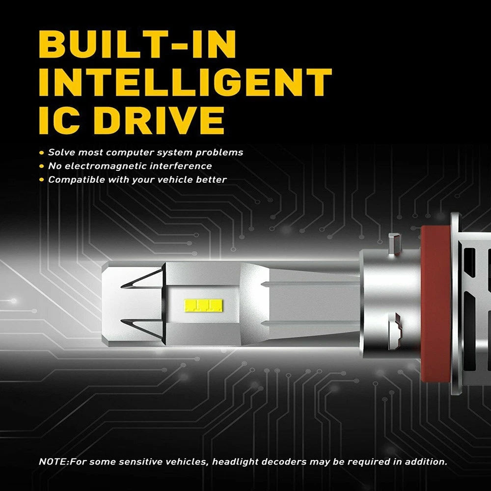 2-10x AUXITO H8/H9/H11 White LED Headlight 6500K Lights Bulb Headlamp Durable A2