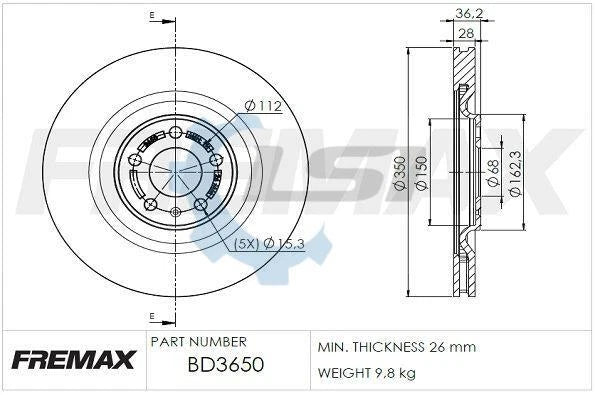 Fremax Rear Disc Rotors for Audi Q7 TDI QUATTRO 4M 3.0 CRTC CZZA CVZA 2015-2020