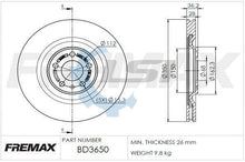 Load image into Gallery viewer, Fremax Rear Disc Rotors for Audi Q7 TDI QUATTRO 4M 3.0 CRTC CZZA CVZA 2015-2020