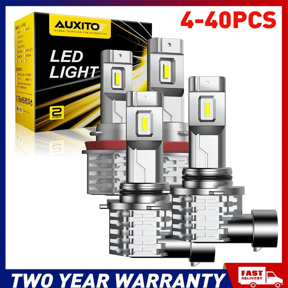 4-40x HB3 9005 H8 H9 H11 LED Headlight Bulbs Hi Low Beam 16000LM 6500K White A