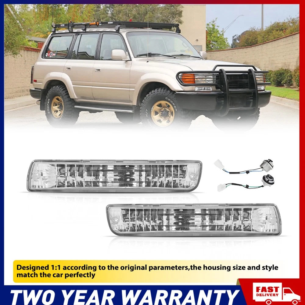 2 X Front Turn Indicators Bumper Light fITS Toyota Land Cruiser HZJ80 Series NEW
