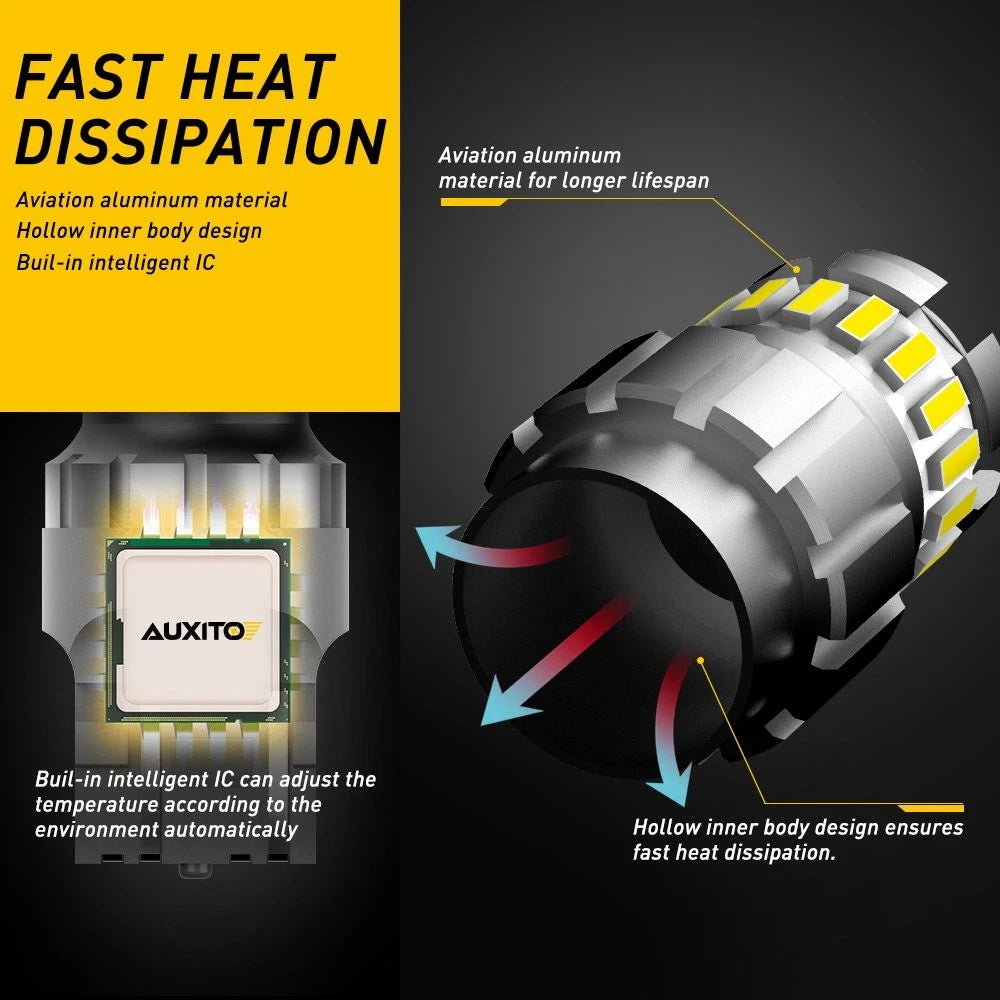2X AUXITO T20 7443 7440 LED STOP BRAKE LIGHT BULBS TAIL GLOBE BRIGHT ERROR FREE.